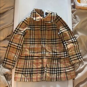 Burberry Beige and Black Plaid Kids Coat